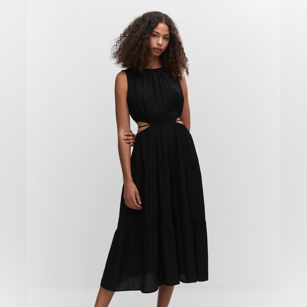 Mango Black Cutout Midi Dress